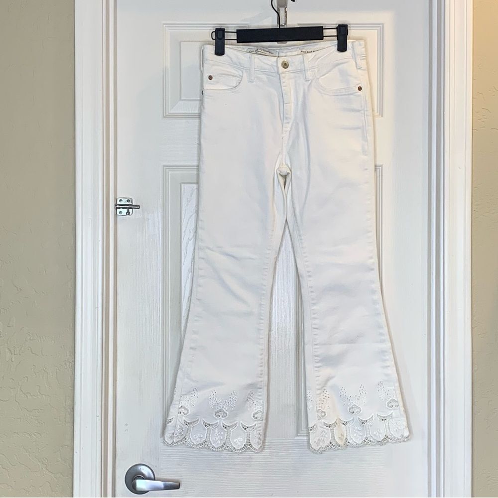 Anthropologie Pilcro High-Rise Cropped Flare Jeans White Size 26 - Picture 3 of 12